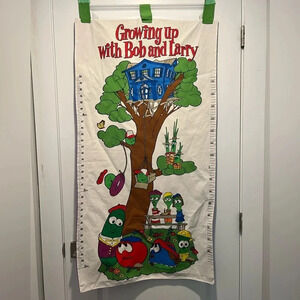 VeggieTales Growing Up With Bob  & Larry Growth Chart Handmade Y2K Vintage